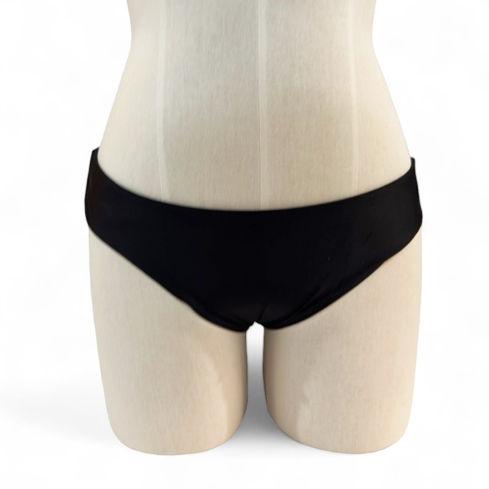 BECCA by Rebecca Virtue Basic Fit, Ruched Back Seam Black Bikini Bottoms
